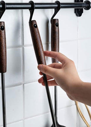 MARTE Spatula & Ladle Wok Tool Set,[High-Grade Titanium Plated, Heat Resistant]14.8-15 Inches Stainless Steel Vintage Wok Utensils,Kitchen Cooking Utensils Set of 2-Ergonomic Solid Wood Handle