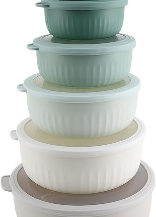 COOK WITH COLOR Prep Bowls with Lids- Wide and Deep Nesting Plastic Small Mixing Bowl Set with Lids, 12 Piece Set - Wide Bowls, Green