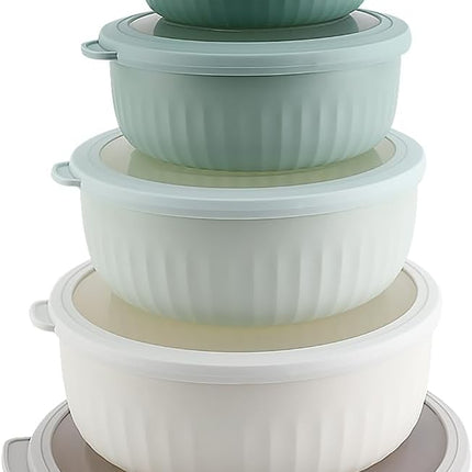 COOK WITH COLOR Prep Bowls with Lids- Wide and Deep Nesting Plastic Small Mixing Bowl Set with Lids, 12 Piece Set - Wide Bowls, Green