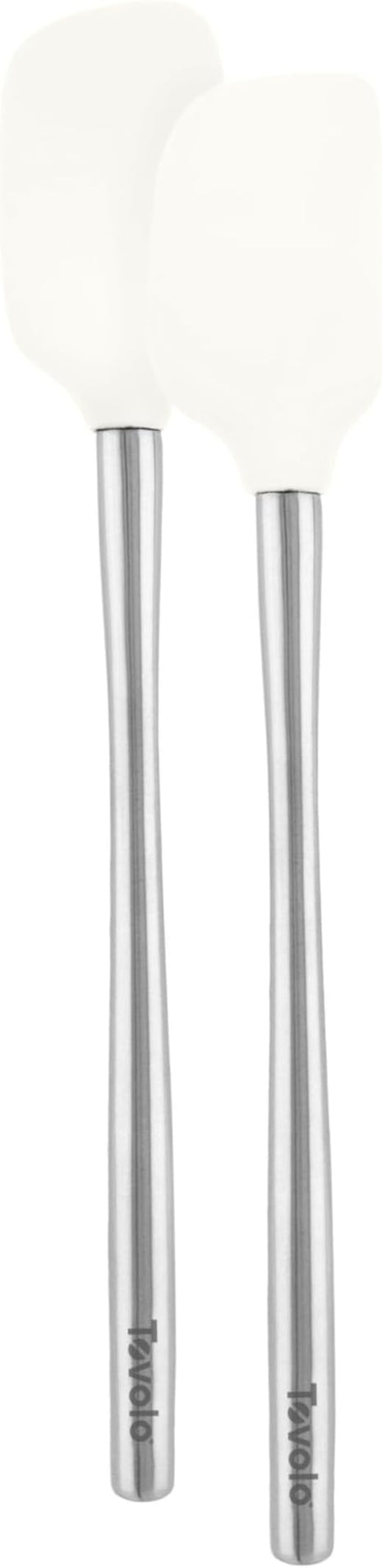 Tovolo Flex-Core Stainless Steel Handled Mini Spatula & Spoonula Set (White), Kitchen Utensil Set of 2, Heat-Resistant & BPA-Free Silicone Turner Heads, Safe for Cast Iron | Dishwasher-Safe