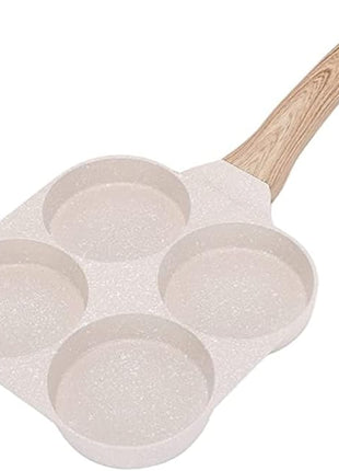 Fried Egg Pan, Egg Frying Pan 4 Cups Egg Poacher Pan Nonstick Mini Pancake Pan Burger Maker for Breakfast, Aluminum Alloy (White)