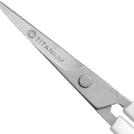 Westcott 4" Embroidery Scissors with Curved Titanium-Bonded Blades for Flush Trimming, Crafting, Sewing & More (White/Gray)