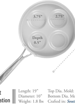 TECHEF - CeraTerra Ceramic Nonstick 4-Cup Egg Frying Pan (PFAS, PTFE, and PFOA Free), Made in Korea, (Egg Pan)