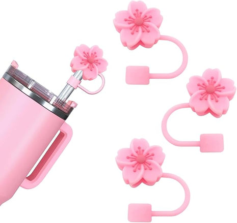 Silicone Straw Caps for 10mm Tumblers | Reusable Dust-Proof Straw Toppers Compatible with Stanley 30oz & 40oz Tumbler (pink 3p)
