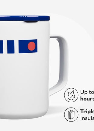 Corkcicle Classic Coffee Mug - Triple Insulated Stainless Steel for Travel - Shatter-Proof Lid - Keeps Drink Hot Over 3 Hours - Holiday Mug Gift - Great for Gifting Warmth - 16 oz - R2-D2