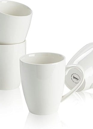 Sweese Porcelain Coffee Mugs - 16 Ounce (Top to the Rim) for Coffee, Latte, Tea, Cocoa, Set of 4, White