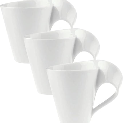 Villeroy & Boch New Wave Porcelain Cafe Mug, 1 Count (Pack of 3), White