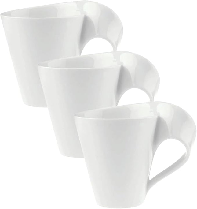 Villeroy & Boch New Wave Porcelain Cafe Mug, 1 Count (Pack of 3), White