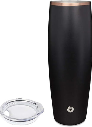 SNOWFOX Premium Vacuum Insulated Stainless Steel Beer Glass With Lid, Home Bar Accessories, Elegant Bartending, Lightweight Pint Glasses, Sleek Drinkware, Frosty Beverages Stay Cold, 23.9oz,Black/Gold