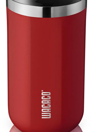 WACACO Octaroma Lungo Vacuum Insulated Coffee Mug, Double-wall Stainless Steel Travel Tumbler With Drinking Lid, 10 fl oz(300ml)， Carmine Red