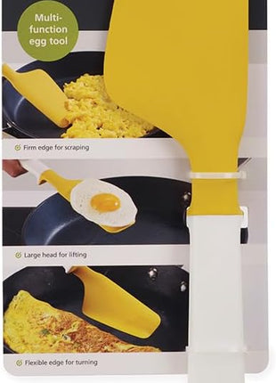 Joseph Joseph Silicone Elevate Egg Spatula with Integrated Tool Rest, White/Yellow