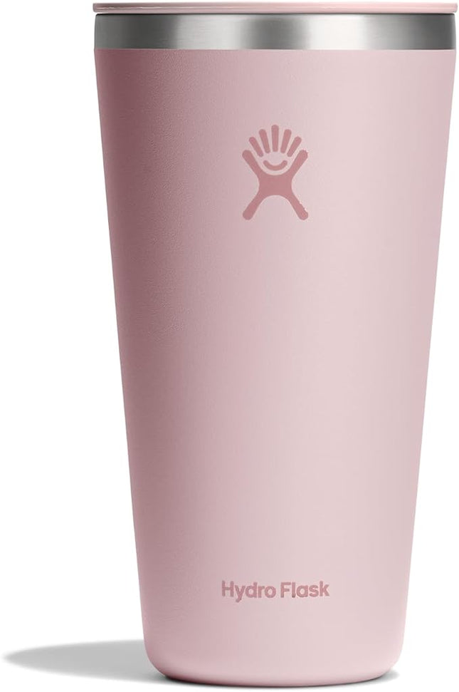 Hydro Flask All Around Tumbler Press-in Lid, Insulated Travel Mug, Stainless Steel Coffee Cup 28 Oz Tonal Trillium Pink
