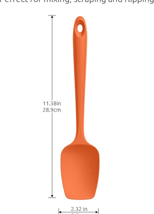 U-Taste Silicone Spoon Spatula Set, 600ºF High Heat Resistant Food Grade Flexible Rubber Scraper, Integrated Cooking Mixing Baking Kitchen Utensils Set of 3 for Nonstick Cookware (Orange)