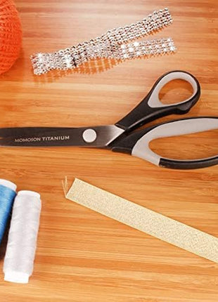 BambooMN Titanium Softgrip Scissors Set for Sewing, Arts, Crafts, Office - 30 Sets of 3 - Black w/Dark Grey Inlays