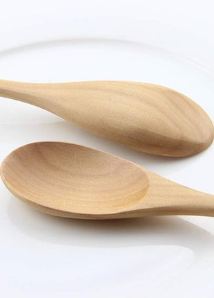 AOOSY Wooden Spoons for Cooking, 9 Inches 6 Pieces Japanese Natural Ellipse Wooden Spoon Set for Cooking Mixing Stirring Honey Tea Soda Dessert Coconut Bowl Nonstick Pots Kitchen