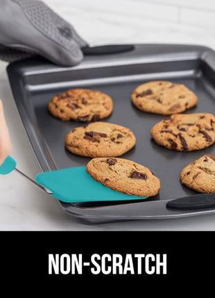 GORILLA GRIP Patented BPA-Free Non-Scratch Spatula, 2 Pack, Heat Resistant Flexible Silicone Head for Nonstick Cooking Pans, Soft Rubber Handle, Kitchen Spatulas for Flipping Eggs, Pancakes, Turquoise