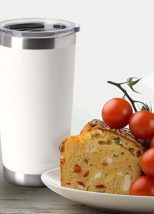 HASLE OUTFITTERS 20oz Tumblers Bulk Stainless Steel Cup with Lid Double Wall Vacuum Insulated Coffee Mug for Cold & Hot Drinks 1 Pack, White
