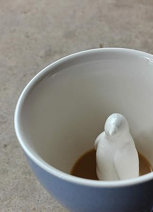 Creature Cups Penguin Ceramic Mug – 11 oz Ice Blue Coffee Cup with Hidden 3D Penguin Inside – Unique Gift for Coffee, Tea & Animal Lovers