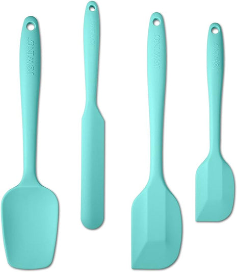4 Piece Silicone Spatula Set, Flexible Heat Resistant Non-scratch Baking Cooking Rubber Spatulas with Stainless Steel Core, Aqua Sky