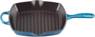 Le Creuset Enameled Cast Iron Signature Square Skillet Grill, 10.25", Marseille