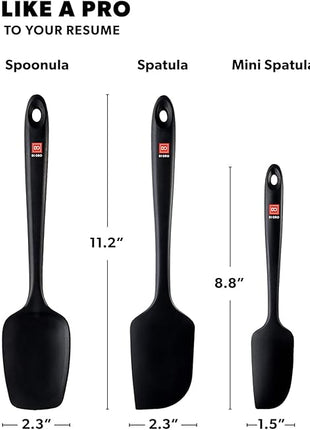 DI ORO Silicone Spatula Set - Rubber Kitchen Spatulas for Baking, Cooking, & Mixing - 600°F Heat-Resistant & BPA Free Silicone Scraper Spatulas for Nonstick Cookware - Dishwasher Safe (3pc, Black)