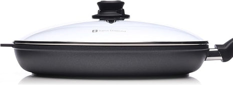 Swiss Diamond Frying Pans Nonstick with Lid, Features Stainless Steel Handle, Nonstick Diamond Coated Aluminum Skillets and Oven Safe Frying Pans with Lids, Cover Included, 12.5 Inch