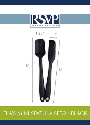 RSVP International (EMS-WH) Ela's Favorite Silicone Spatula, Black, 8" | BPA-Free Silicone | Scrape Batters, Flip Eggs, Ice Cakes, & More | Dishwasher Safe & Heat Resistant | Cooking, Baking & More