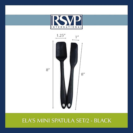 RSVP International (EMS-WH) Ela's Favorite Silicone Spatula, Black, 8" | BPA-Free Silicone | Scrape Batters, Flip Eggs, Ice Cakes, & More | Dishwasher Safe & Heat Resistant | Cooking, Baking & More