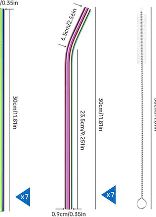 Tomorotec 40oz Straws, 14PCS Stainless Steel Replacement Straws for Stanley 40oz Adventure Quencher Travel Tumblers w/Cleaning Brushes 2PCS, Food-Grade, Dishwasher Safe for Smoothies (Metallic)