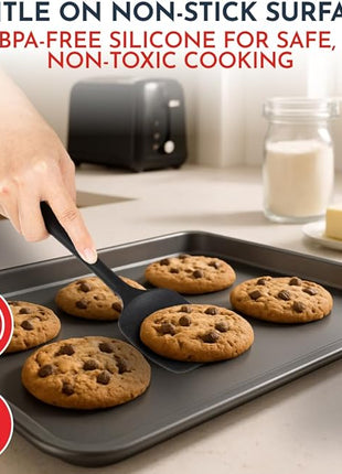 4-Piece Black Baking Spatula Set - Holiday Baking Essentials, Rubber Spatulas Silicone Heat Resistant, BPA-Free - Spatula Set for Nonstick Cookware - Silicone Baking Utensils