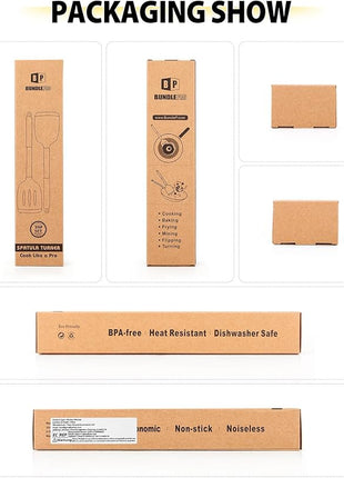 Pack of 2 Silicone Solid Turner, Non Stick Slotted Kitchen Spatulas, High Heat Resistant BPA Free Cooking Utensils, Ideal Cookware for Fish, Eggs, Pancakes(Chocolate)