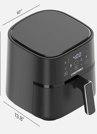 Chefman Air Fryer – 4 QT Compact Airfryer for Quick & Easy Meals in Minutes, Features Hi-Fry Technology for Extra Crisp, Touchscreen Controls with 4 Presets, Nonstick & Dishwasher Safe Basket - Black