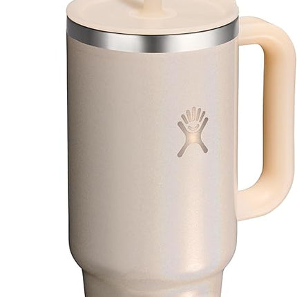 Hydro Flask 40 Oz Travel Tumbler with Handle, Lid and Straw - Insulated Stainless Steel in 40 Oz Glimmer Cream