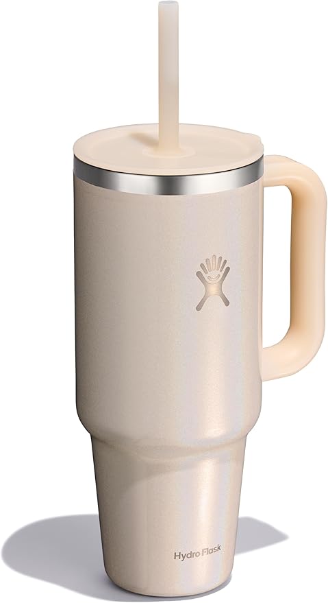 Hydro Flask 40 Oz Travel Tumbler with Handle, Lid and Straw - Insulated Stainless Steel in 40 Oz Glimmer Cream