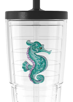 Tervis Tropical Animal Collection Made in USA Double Walled Insulated Tumbler Travel Cup Keeps Drinks Cold & Hot, 24oz with Straw Lid, Seahorse