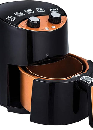 Copper Chef 2 QT Air Fryer - Turbo Cyclonic Airfryer With Rapid Air Technology For Less Oil-Less Cooking. Includes Recipe Book (Black)
