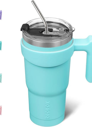 BJPKPK 20oz Tumbler With Handle Insulated Cups With Lid And Straw Reusable Stainless Steel Tumblers,Turquoise