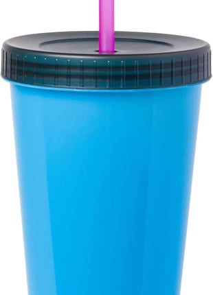 Silver Buffalo Disney Villains 4 pack Color Change Plastic Tumbler Featuring The Evil Queen, Cruella De Vil, Ursula, and Maleficent, 24 Ounces