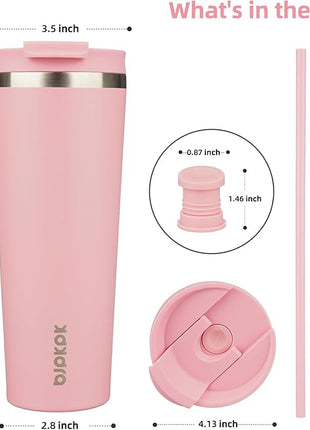 BJPKPK 26oz Tumbler With lid And Straw Stainless Steel Travel Coffee Mug Insulated Tumblers Cups,Light Pink
