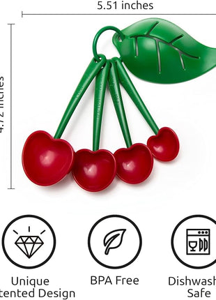 OTOTO Measuring Cups Set - Teaspoons for Dry & Liquid Ingredients, BPA-free & Dishwasher Safe, Funny Gifts, Baking Accessories, Unique Kitchen Gadgets (Mon Cherry)