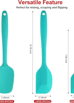 Silicone Spatula Set - Rubber Spatula - 600°F Heat Resistant Baking Spoon & Spatulas (Aqua 3)