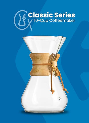 Chemex Pour-Over Glass Coffeemaker - Classic Series - 10-Cup - Exclusive Packaging