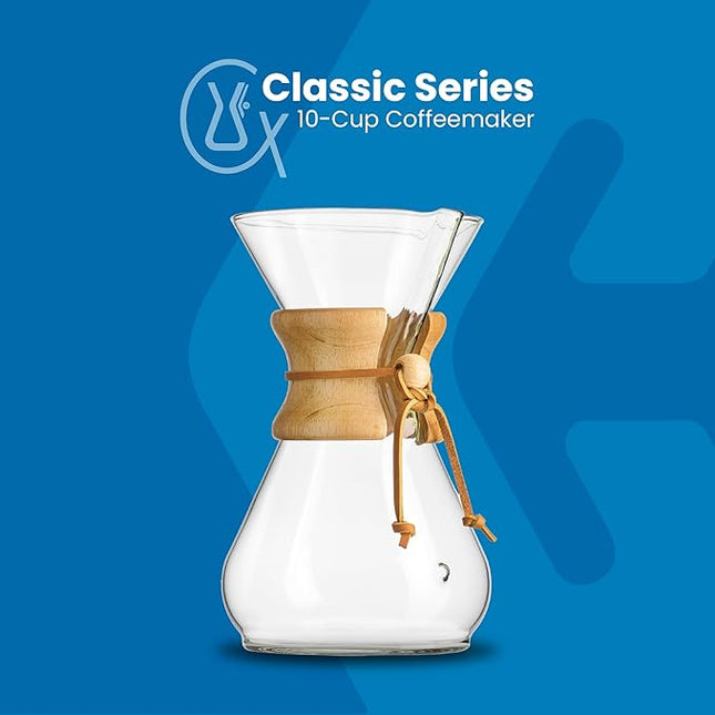 Chemex Pour-Over Glass Coffeemaker - Classic Series - 10-Cup - Exclusive Packaging