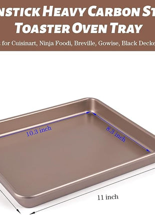 WMKGG 11 Inch Air Fryer Toaster Oven Tray, Set of 2 Nonstick Heavy Carbon Steel Toaster Cookie Sheets Baking Pan