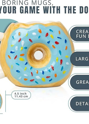 Comfify Ceramic Donut Mug – Chocolate Glaze with Sprinkles – Funny “MMM... Donuts!” Quote – 14 oz Coffee Cup