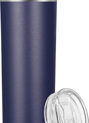 VEGOND Stainless Steel Skinny Tumbler, 20 oz Vacuum Insulated Tumbler with Lid and Straw, Double Wall Coffee Cup, Travel Mug for Cold Hot Drinks, Navy Blue 1 Pack