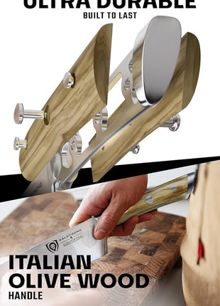 Dalstrong Chef Knife - 8 inch Blade - Gladiator Series - Forged High Carbon German Steel - Razor Sharp Kitchen Knife - Professional Full Tang Knives - Olive Wood Handle - Sheath - NSF Certified