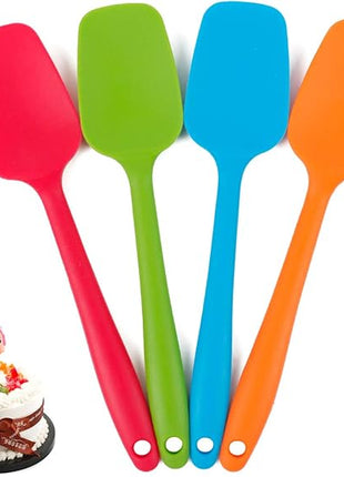 Food Grade Silicone Spatula Set Heat Resistant Small Rubber Spatulas,4 piece Silicone Spoonula Spatula Non-stick Baking Curved Spatulas Multicolor(21.7cm/8.56inch)