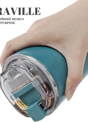 Puraville Insulated Tumblers with Lid, 10 oz Travel Coffee Mug Stainless Steel Vacuum Cup, Leak Proof Reusable Double Walled Coffee Tumbler for Iced and Hot Drinks, Peacock Blue