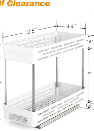 Pull Out Spice Rack Organizer for Cabinet, 2 Pack Slide Out Spice Racks Organizer, Spice Cabinet Organizers, Cabinet Size Need:12'' Highx11'' Deepx5'' Wide,Hold 10 Spice Jar Each Tier-2Tier, White